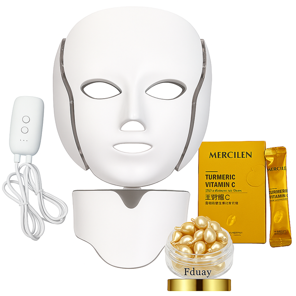 COMBO : 7-Color LED Light Therapy Face and Neck Mask - Incl Treatments