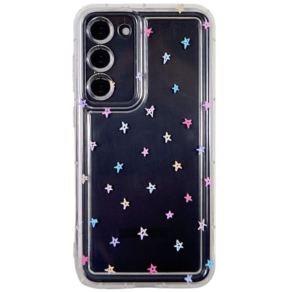 Clear Phone Case with Colourful Starts &amp; Bubble Edge for Samsung S23+
