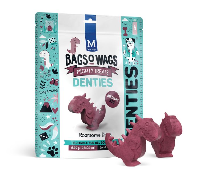 Montego Bags O' Wags - Denties Dino Medium Dog Treats - 820 g