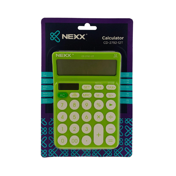 Nexx CD2792 12 Digit Bright Lime Desktop Calculator