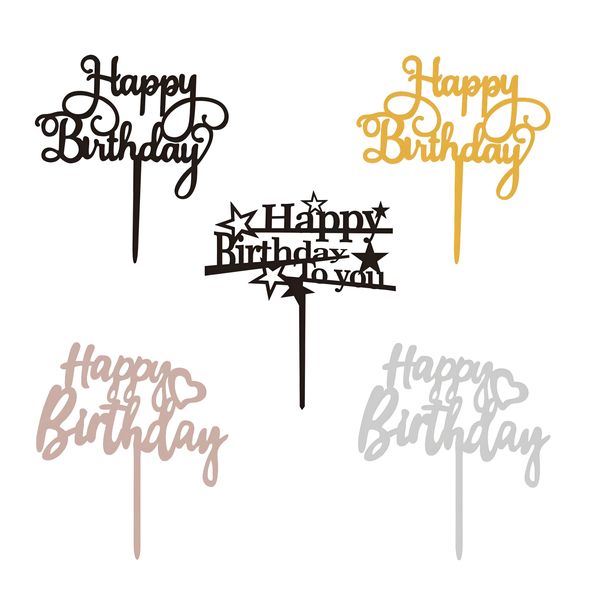 5 Piece Happy Birthday Cake Toppers Glitter Happy Birthday Cake Decorations