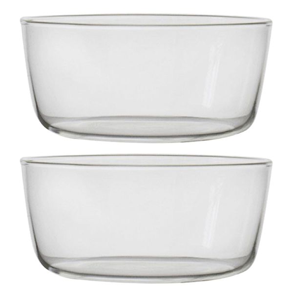 Home Kitchen Flat Base Glass Bowl Set of 2 (950ml)