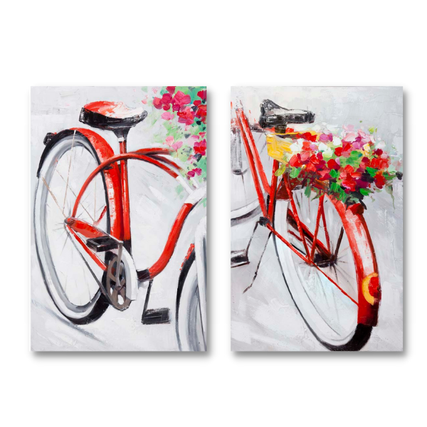 Canvas - Vintage Red Bicycles I - Set of 2