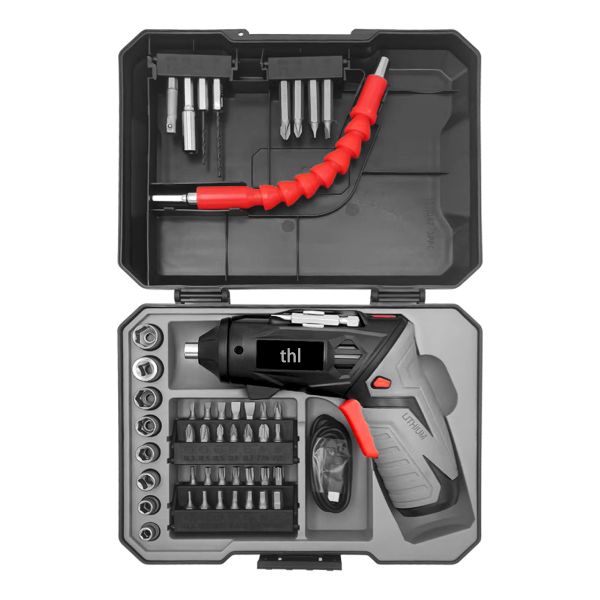 thl 45Pcs Rechargeable Screwdriver - Dual-Shape, 3.5Nm Torque &amp; LED Light
