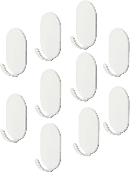 Sulfar Self Adhesive Hooks White, 10 Pack Sticky Hooks Extra Strong for Kit