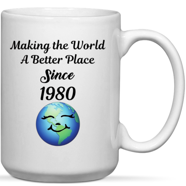 Making The World A Better Place Since 1980 Birthday Gift Keyring