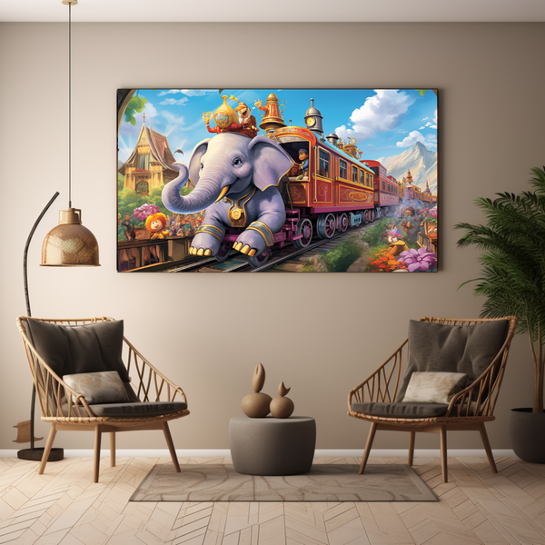 Canvas Wall Art - Elephant Express Train - BK0090