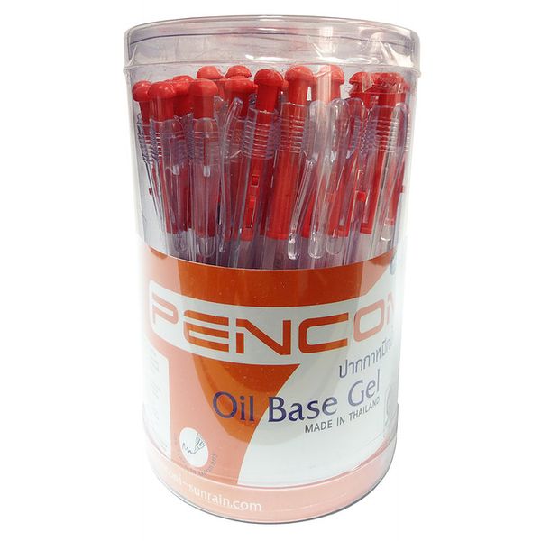 Pencom - OG14 Oil Gel 0.7mm Red Retractable Pen Drum of 50