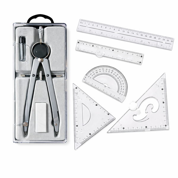 8-Piece Math Drafting Set Geometry Set with Precision Compass &amp; Ruler Kit