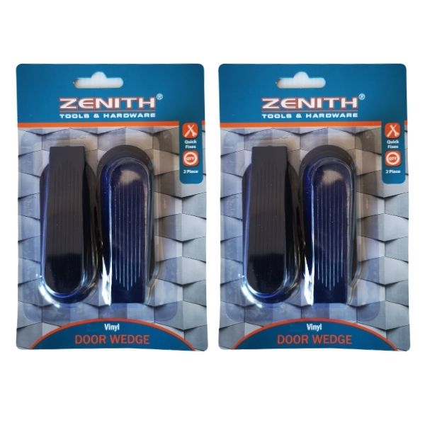 Zenith - Black Vinyl Door Stops (2 x Packs of 2 Individual Door Stoppers)