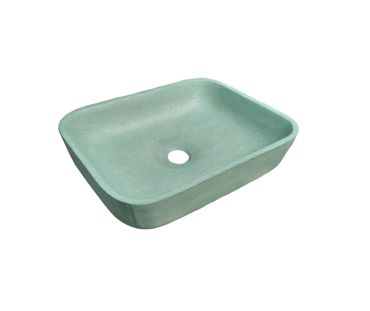 Green Concave Rectangle Concrete Basin 520x400x130mm