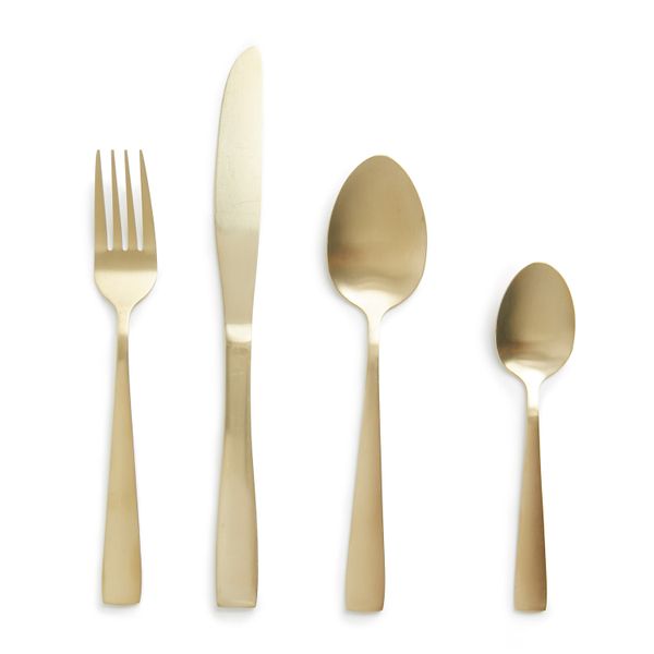 Essentials - 16 Piece Cutlery Set - Matt Gold