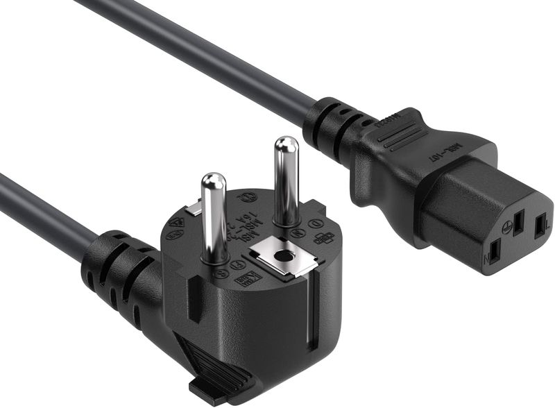 6ft IEC320 C13 Right Angle European Power Cord 18AWG 10A/250V Travel Plug