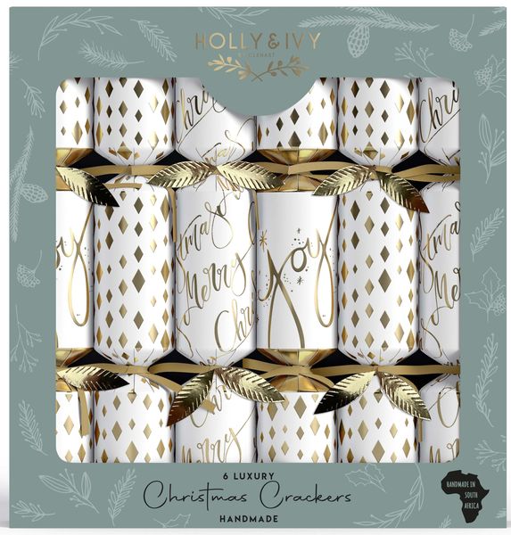 Holly &amp; Ivy Christmas Crackers - Luxury Gold Type &amp; Patterns