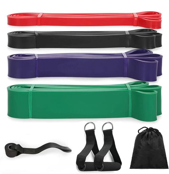 Resistance Bands Exercise Elastic Natural Latex Workout Strength Bands-Set4