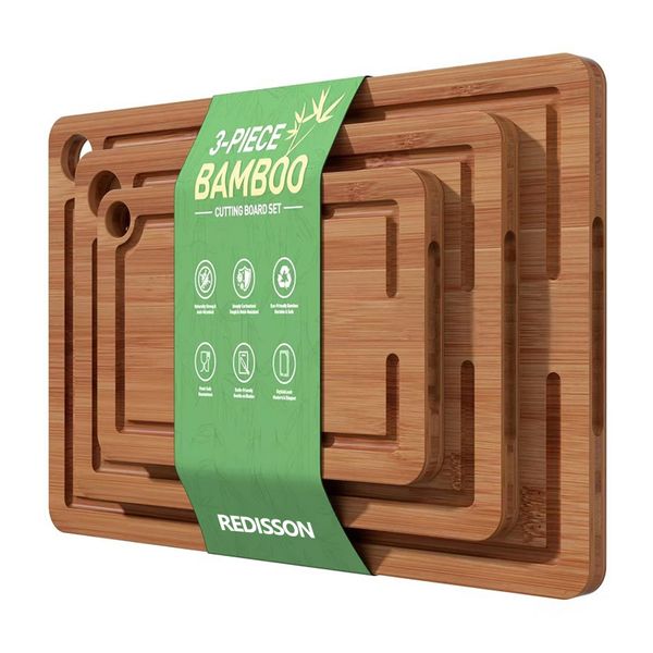 Cutting Board for Kitchen, Wooden Cutting Board 3PCS Set,Deep Juice Groove
