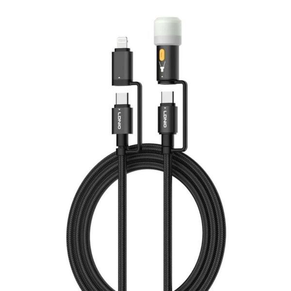 3-in-1 Super Fast Charging Cable 65W with LED Light- 1.2m Durable Cord-LC19