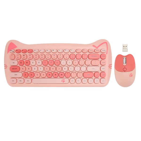 Kawaii Cat Keyboard &amp; Mouse Wireless, Cute Design