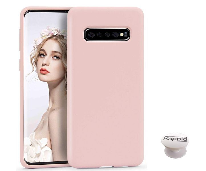 Liquid Silicone Case - Samsung Galaxy S10e Cover Pink + Grip Gadget