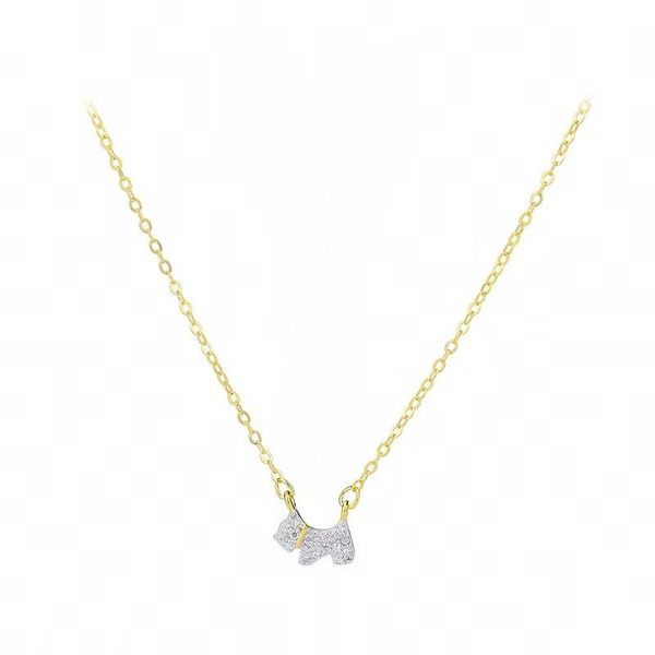 Women's Full Diamond Cute Puppy Dog Pendant Necklace