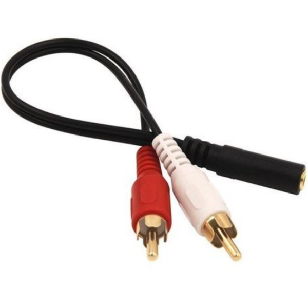 3.5mm Female AUX Cable to 2 Male RCA Cable - Aux Jack Audio Splitter