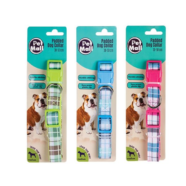 Bulk Pack x 6 Pet Dog Collar Tartan 30-50cm Medium