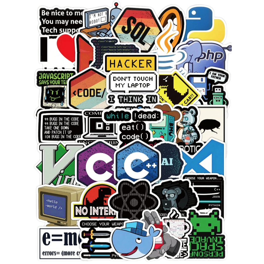50Pcs Developer Programming Robotic App Software Stickers Variety Pack ...