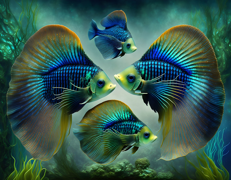 Canvas Wall Art Decor - Betta Fish Familia Artwork