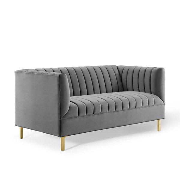 MaI Lifestyle - Grey Ribbed Velvet Couch