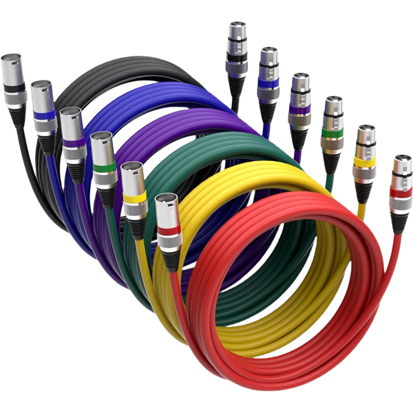 6pcs 1M XLR Male to XLR Female Microphone Cables-6 Colors
