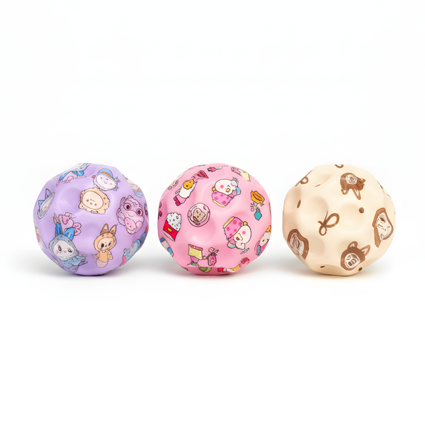Cute Bunny Monster Bouncing Moon Balls In 12 Designs - 3 Pack