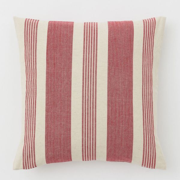 Pillow/Scatter Cushion Cover Light Beige with Red Stripe (inner included)