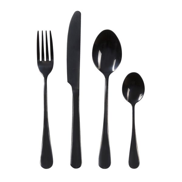 Kitchen Kult 4 Piece Stainless Steel Cutlery Set - Black