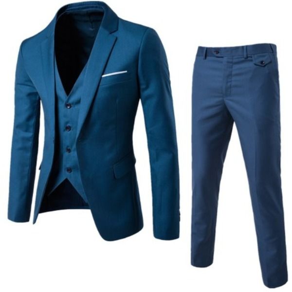 Men's 3 Piece, Notched Lapel, Jacket Vest &amp;Trousers Set - Maroon