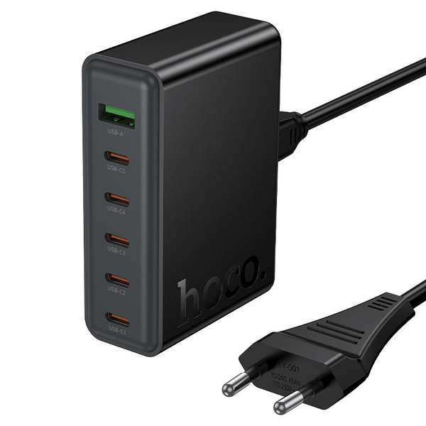 HOCO C152A 6-in-1 GaN Charging Station - 70 W | 5×USB-C + 1×USB-A