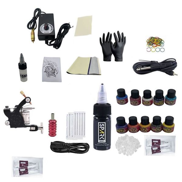 Single Induction Gun Professional Tattoo Kit D23-8-30 &amp; Handmade Keyholder