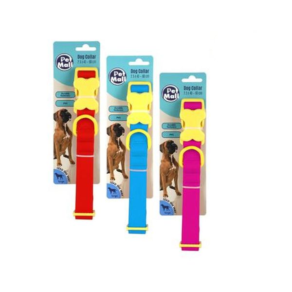 Pet PVC Dog Collar 2.5X40-60CM (3-Pack)