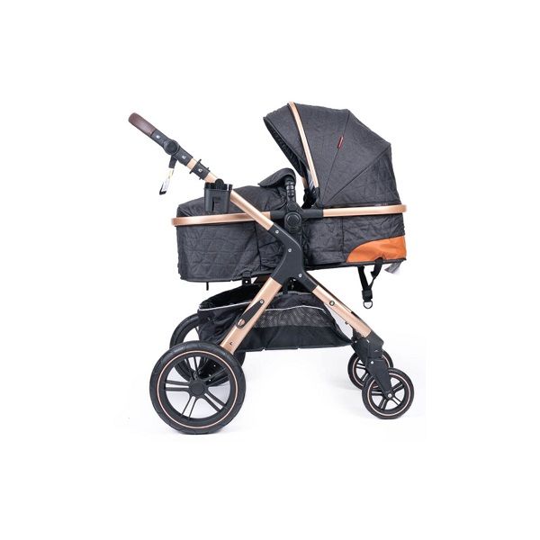 Belecoo Single - One Fold-To-Half Luxury Pram- Black
