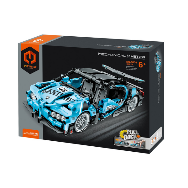Pull-back Supercar Construction Set - Blue - 422 Pieces, by iM.Master
