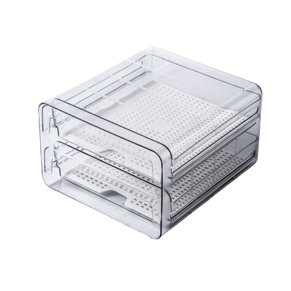 Double Layer Drain Drawer Type Refrigerator Fruit &amp; Veg Storage Box Egg Box