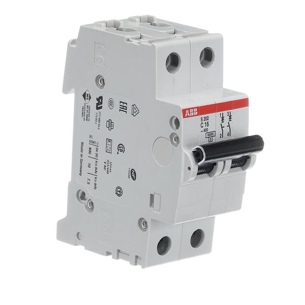 Abb (S202MC16) Thermal Magnetic Circuit Breaker, 16 A, 2 Pole