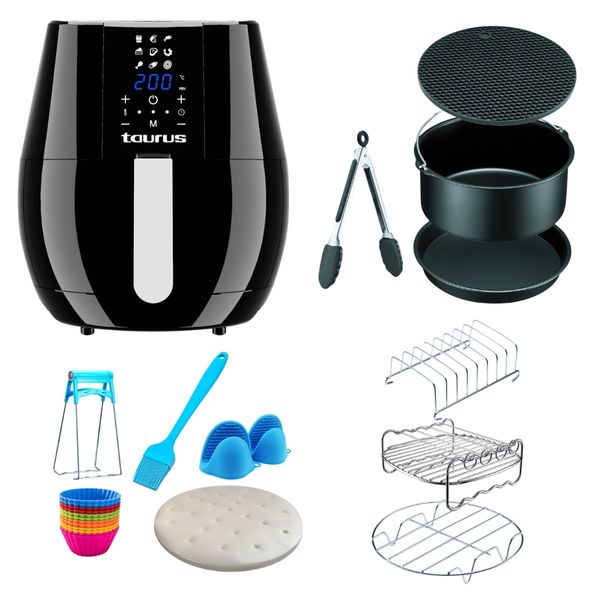 Taurus Air Fryer Digital Black 3.5L 1500W with Air Fryer Accessory Set 28Pc