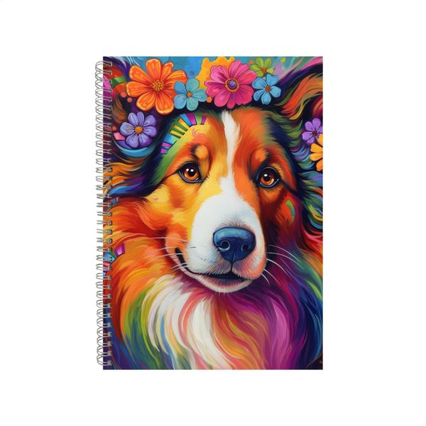 Gladioli Collie Dog Rainbow Neon Notebook Gift Idea A4 Notepad Pad 73