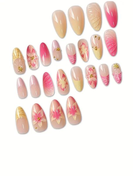 24pcs Short Almond-Shaped Nails