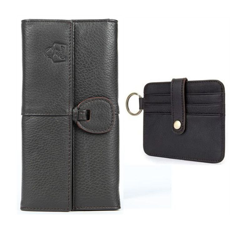SACLASSY Genuine Leather Clutch Wallet & Double Sided Card Wallet Holder CF