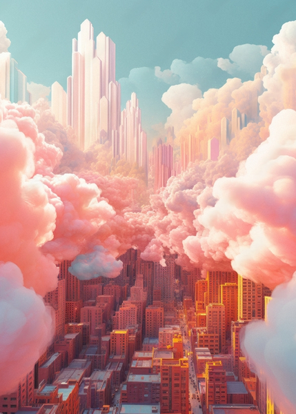 Wall Art Canvas - Fantasy Destination AI Birds Eye View