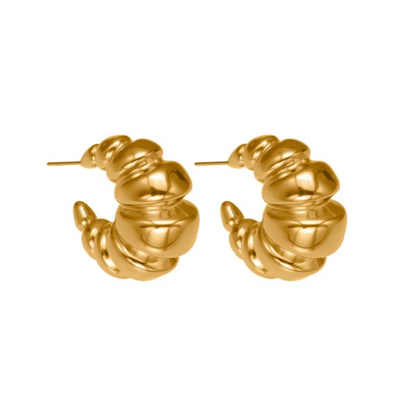 18K Gold Plated Eco-friendly Earrings - C-shaped Hollow Croissant Earrings