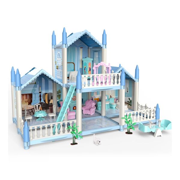 Dollhouse with Dolls and Furniture/Educational House Building Toy (B4876)