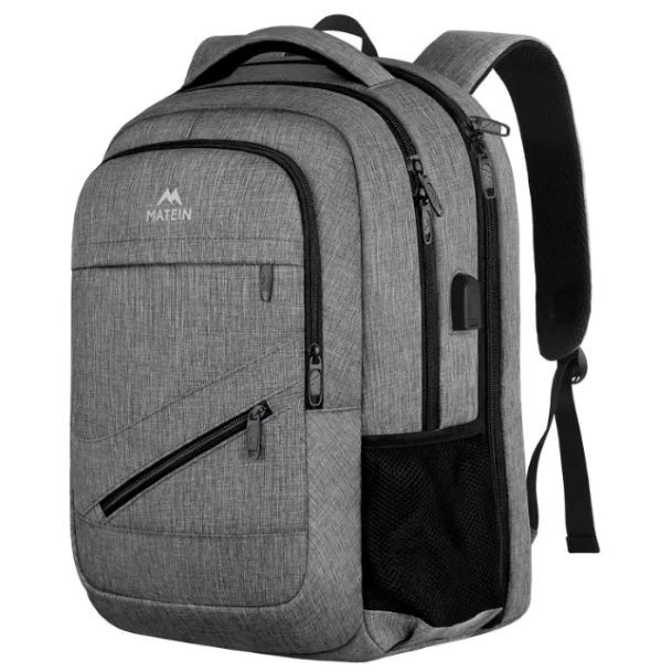 MATEIN Travel Laptop Bag - with USB Charging Port - Grey