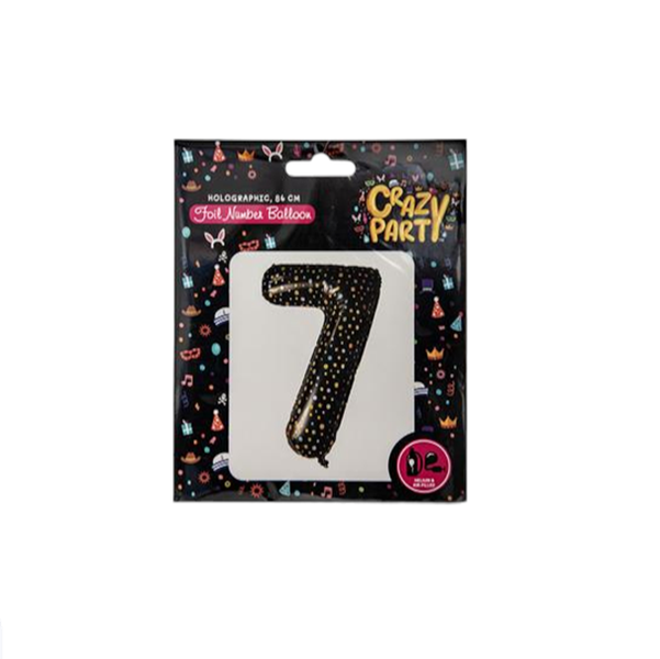 Crazy Party - Holographic Foil Helium Balloon 86cm "7" x 2